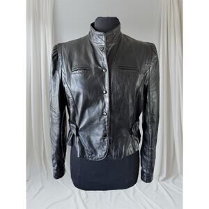 Vintage Black Leather Women's Jacket, L
